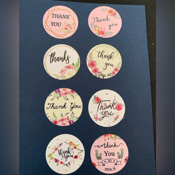 Thank You Sticker Labels 500 labels on roll. 1” Round NWT 8 Designs - Picture 2 of 5